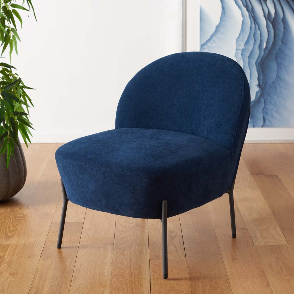 Safavieh Brax Petite Slipper Chair - Navy / Black