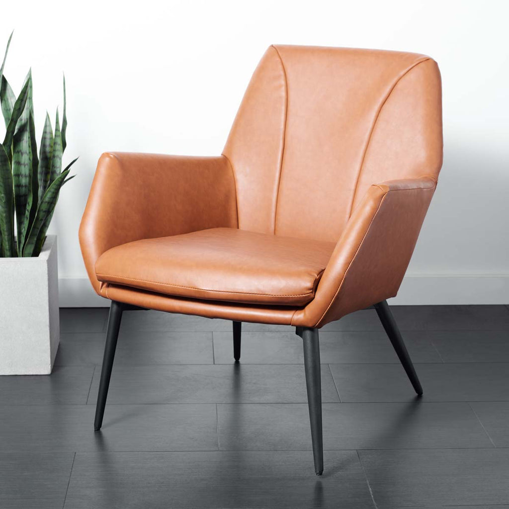 Safavieh Auggie Arm Chair - Cognac / Black