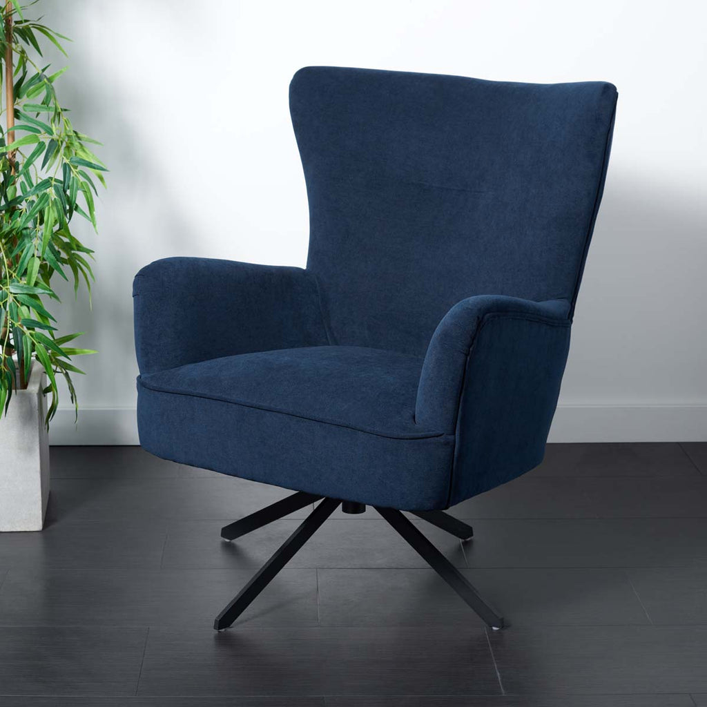 Safavieh Geonna Upholstered Arm Chair - Navy / Black