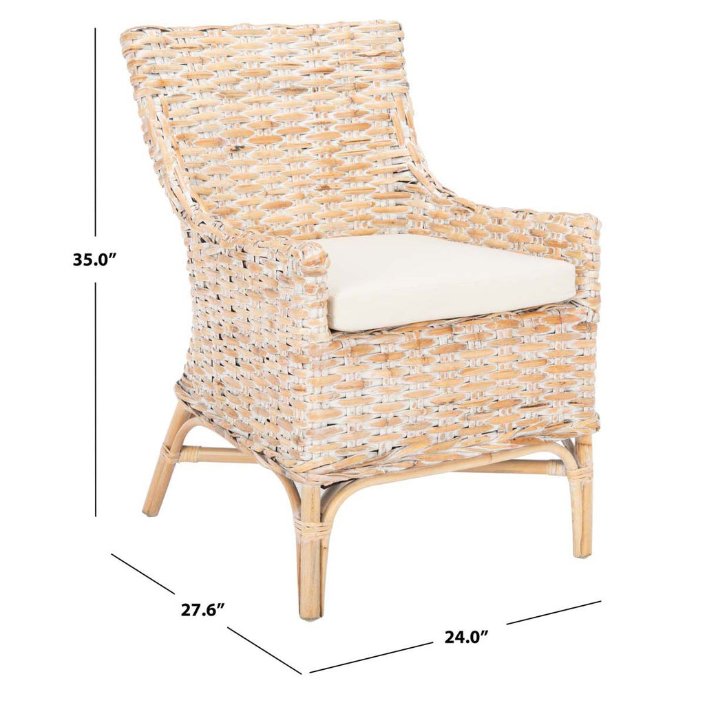 Safavieh Cristen Rattan Accent Chair With Cushion-Natural White Wash