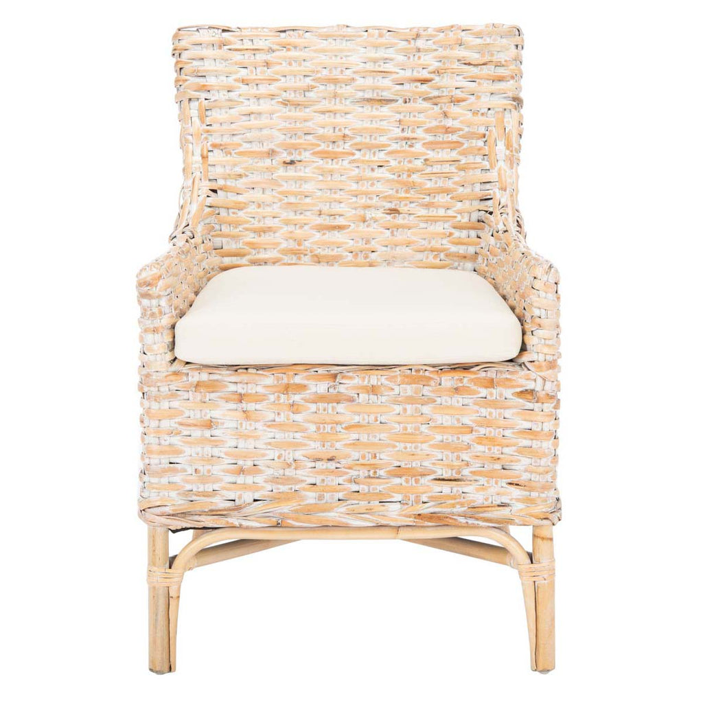 Safavieh Cristen Rattan Accent Chair With Cushion-Natural White Wash