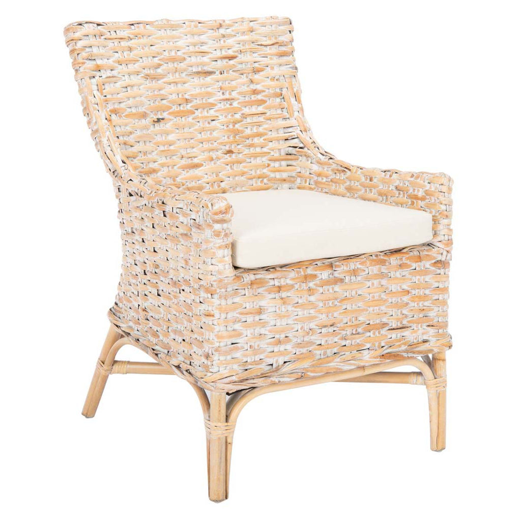 Safavieh Cristen Rattan Accent Chair With Cushion-Natural White Wash