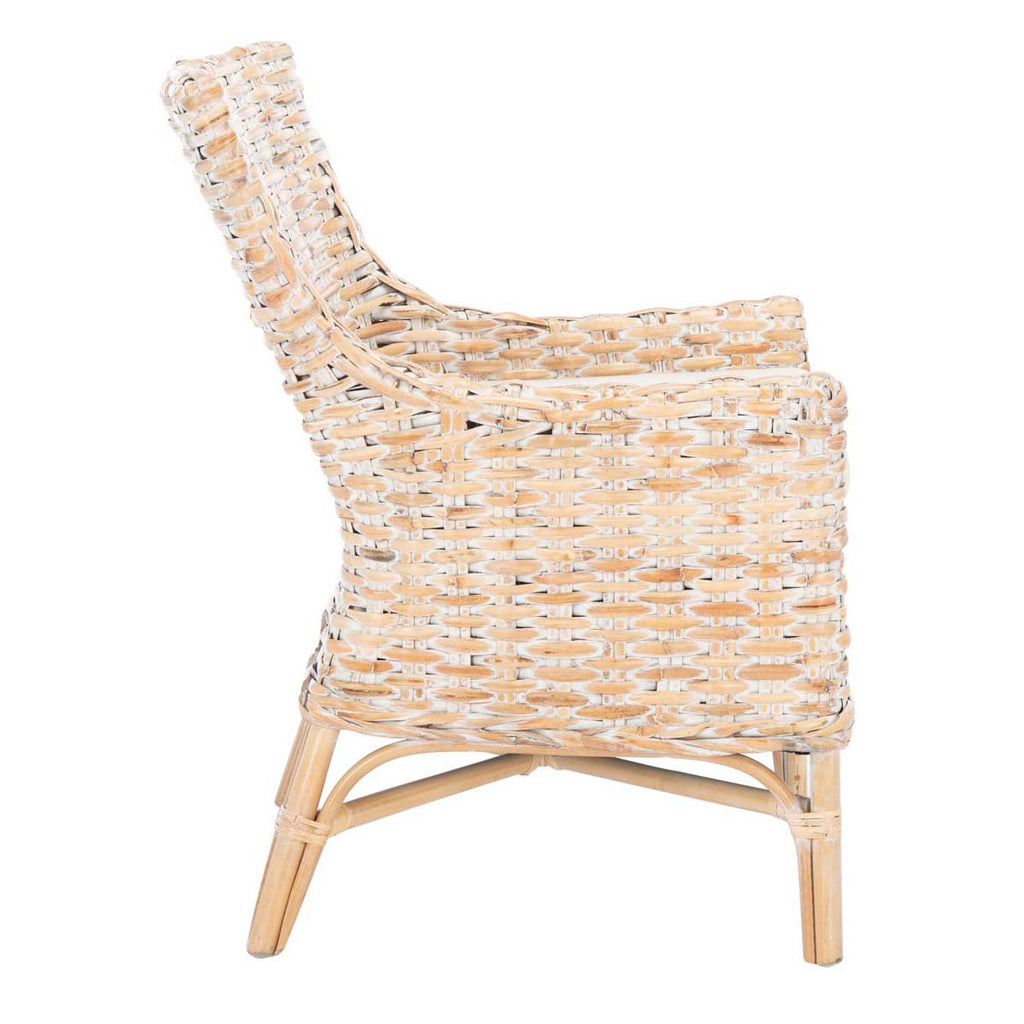 Safavieh Cristen Rattan Accent Chair With Cushion-Natural White Wash