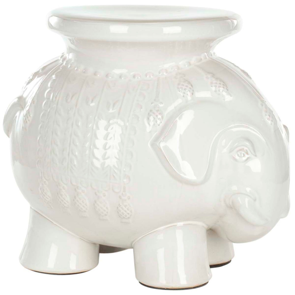 Safavieh White Ceramic Elephant Stool