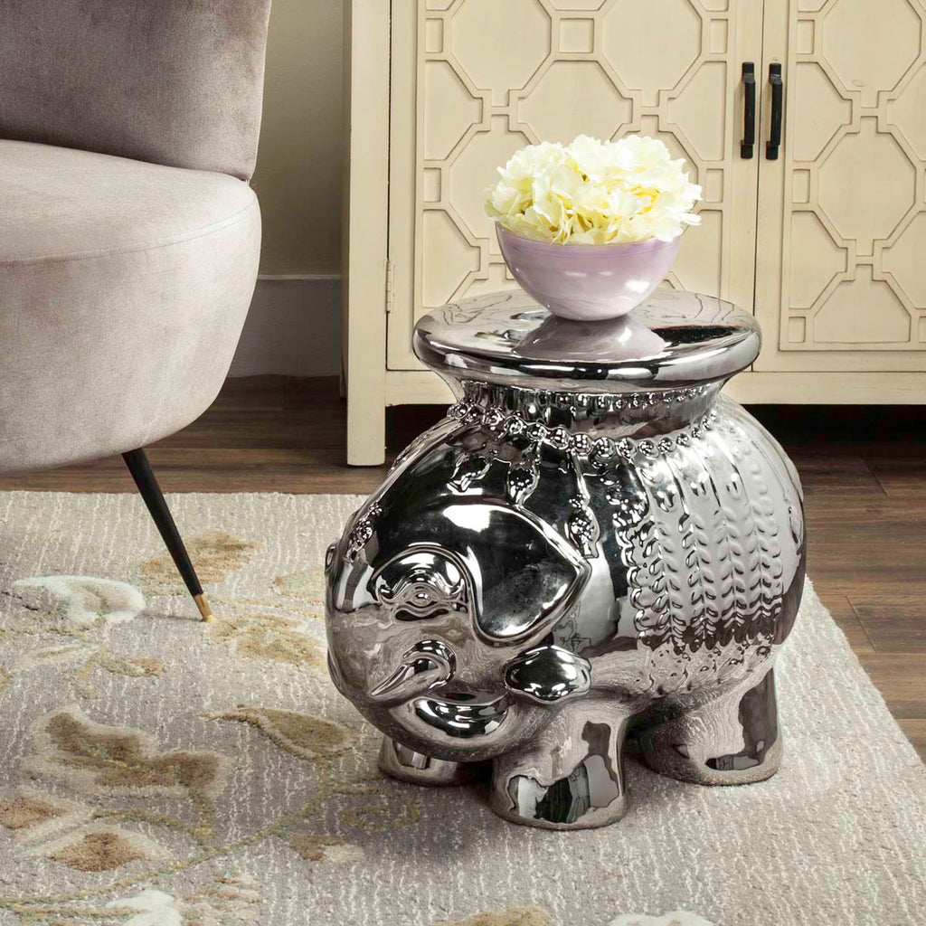 Safavieh Silver Glazed Ceramic Elephant Stool