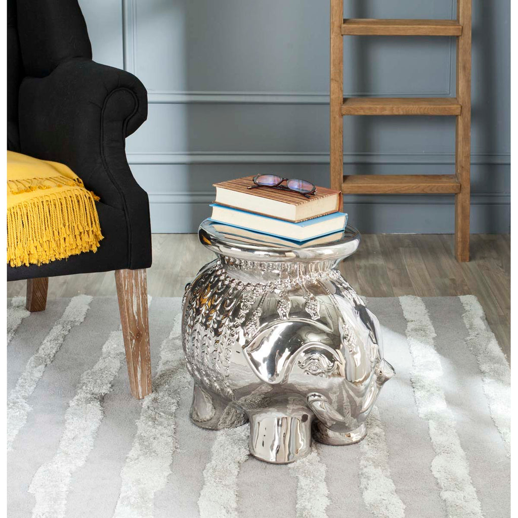 Safavieh Silver Glazed Ceramic Elephant Stool