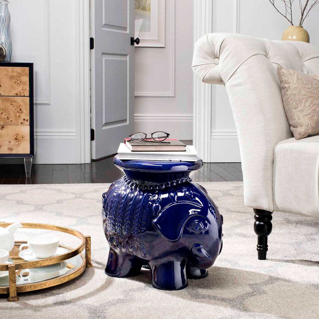 Safavieh Navy Glazed Ceramic Elephant Stool