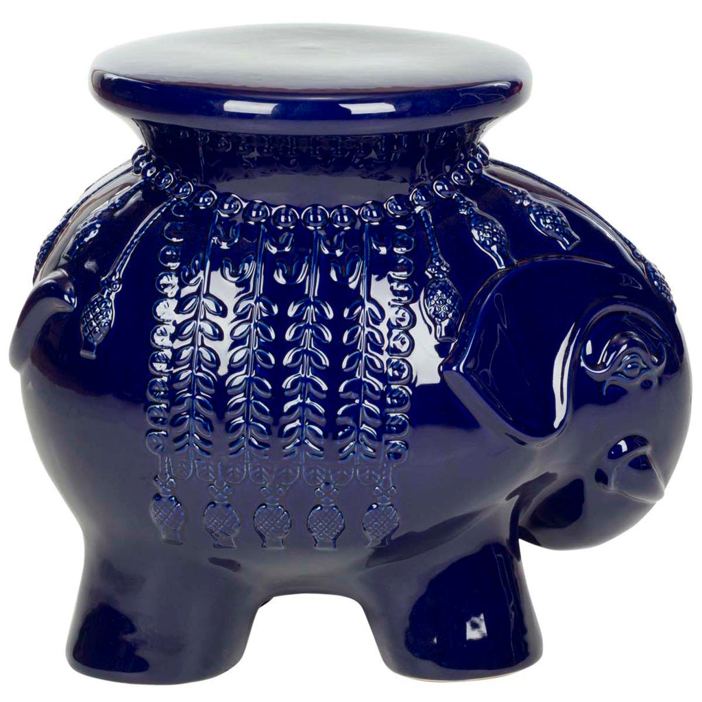 Safavieh Navy Glazed Ceramic Elephant Stool