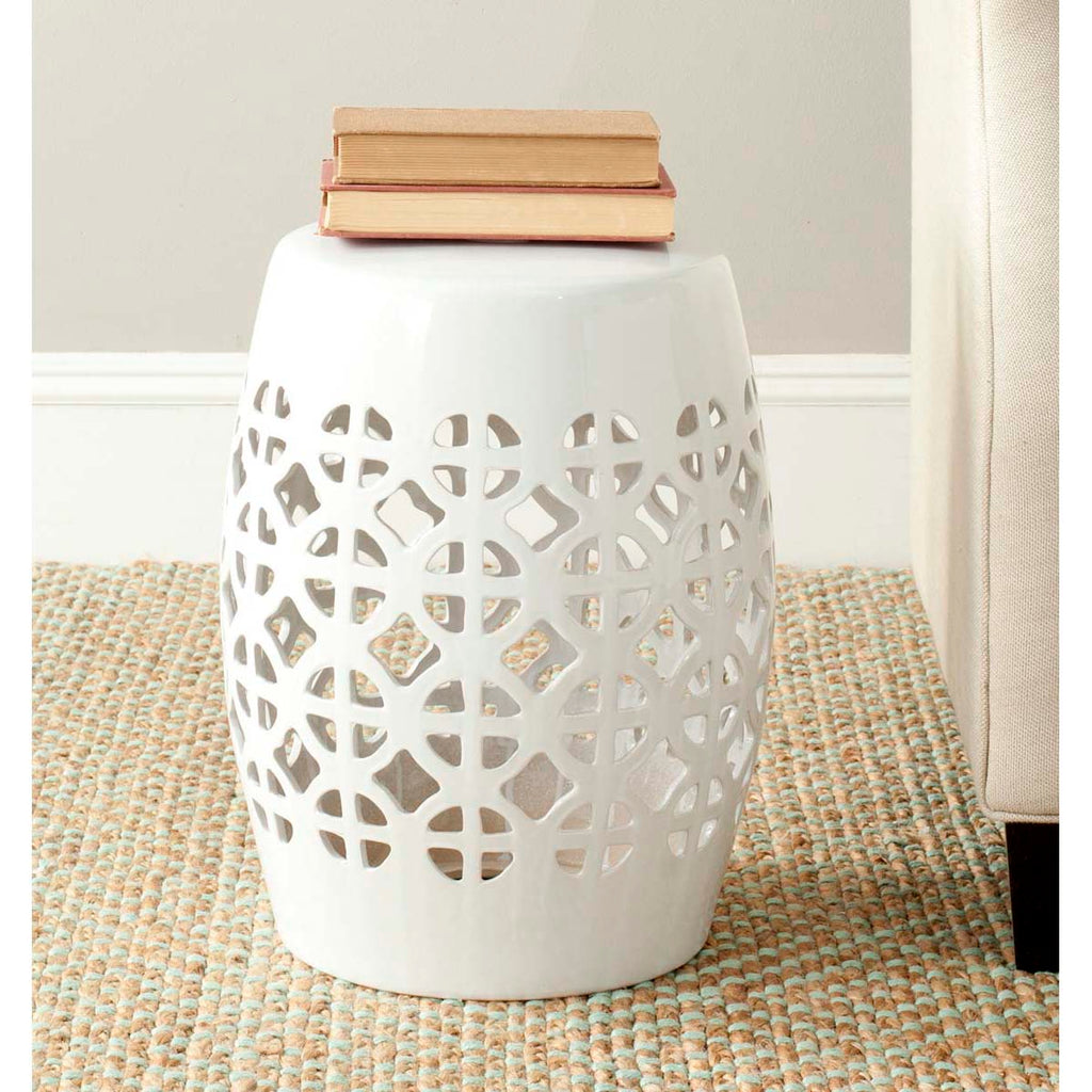 Safavieh White Circle Lattice Garden Stool