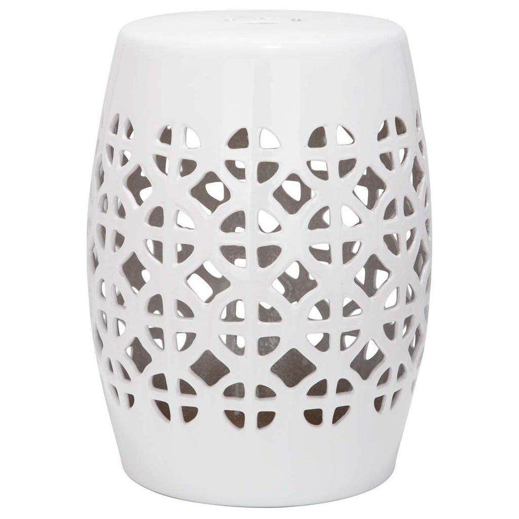 Safavieh White Circle Lattice Garden Stool