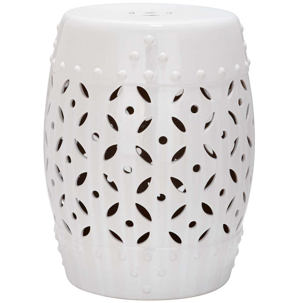 Safavieh White Lattice Coin Garden Stool