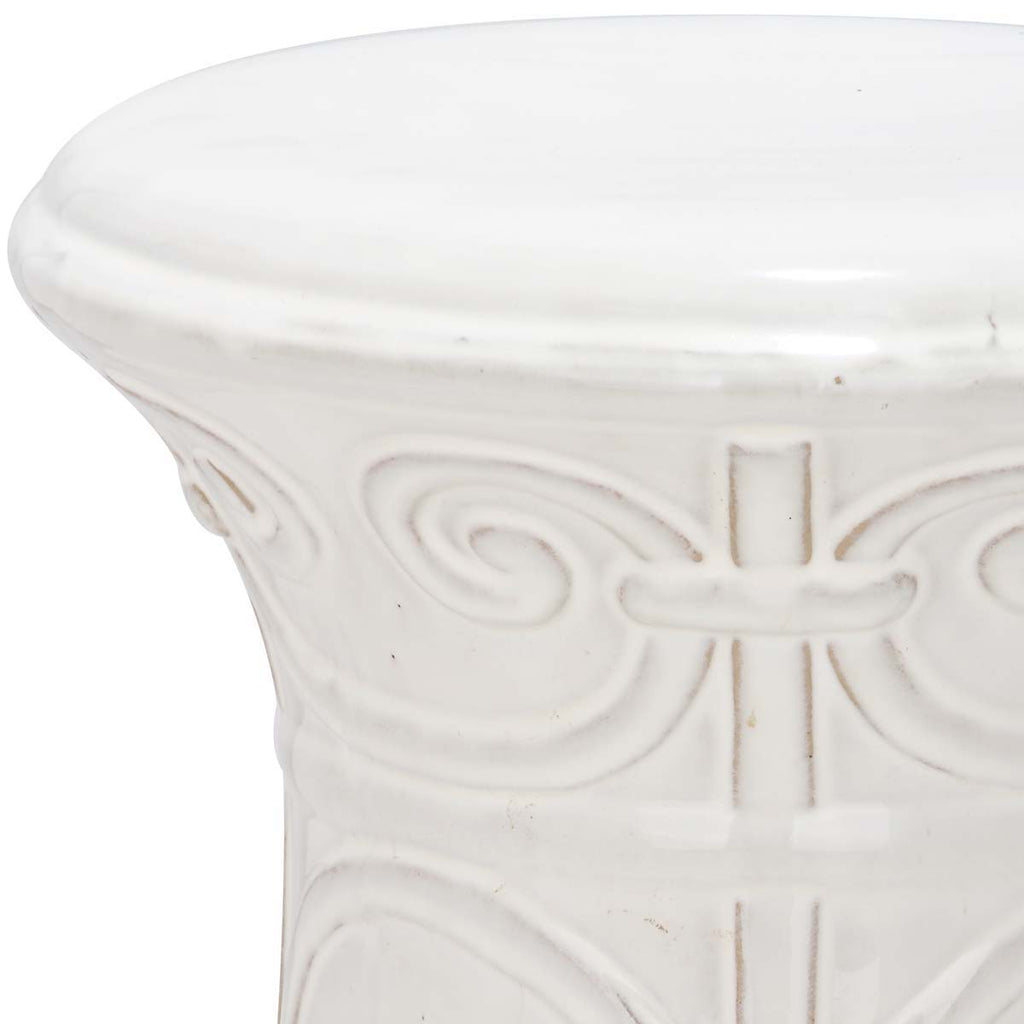 Safavieh White Imperial Scroll Garden Stool