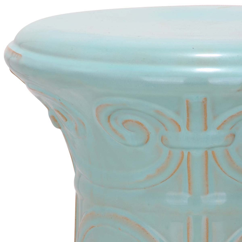 Safavieh Light Aqua Imperial Scroll Garden Stool