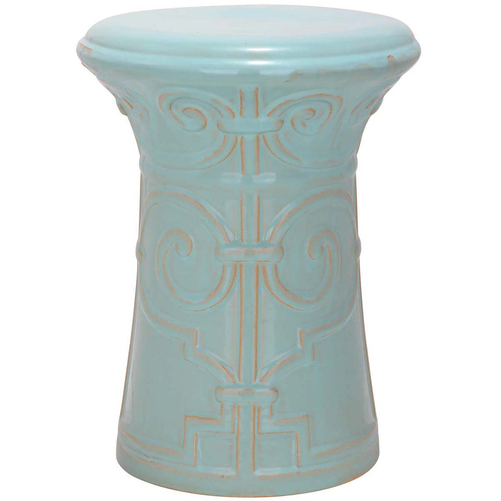 Safavieh Light Aqua Imperial Scroll Garden Stool