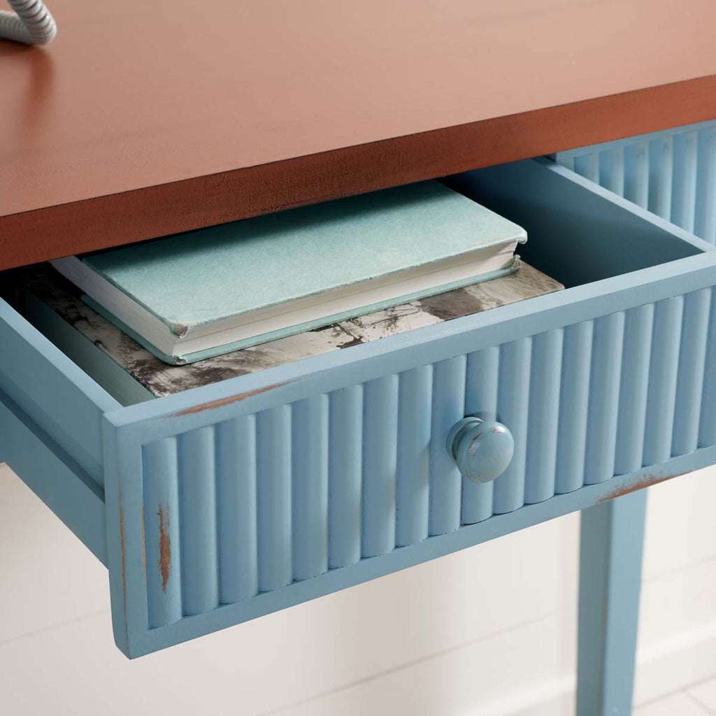 Safavieh Beale Console With Storage Drawer - Blue / Oak