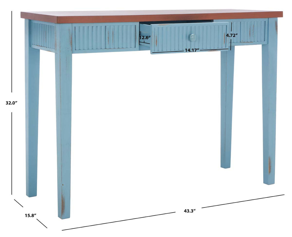 Safavieh Beale Console With Storage Drawer - Blue / Oak