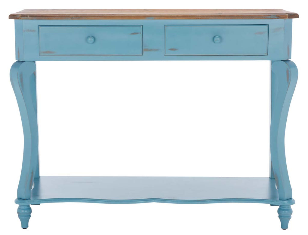 Safavieh Katie Console With 2 Storage Drawer - Blue / Oak