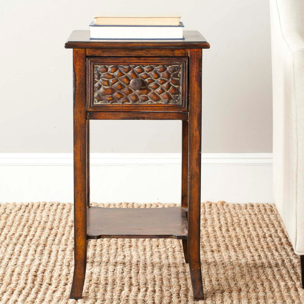 Safavieh Ernest End Table With Storage Drawer - Dark Brown