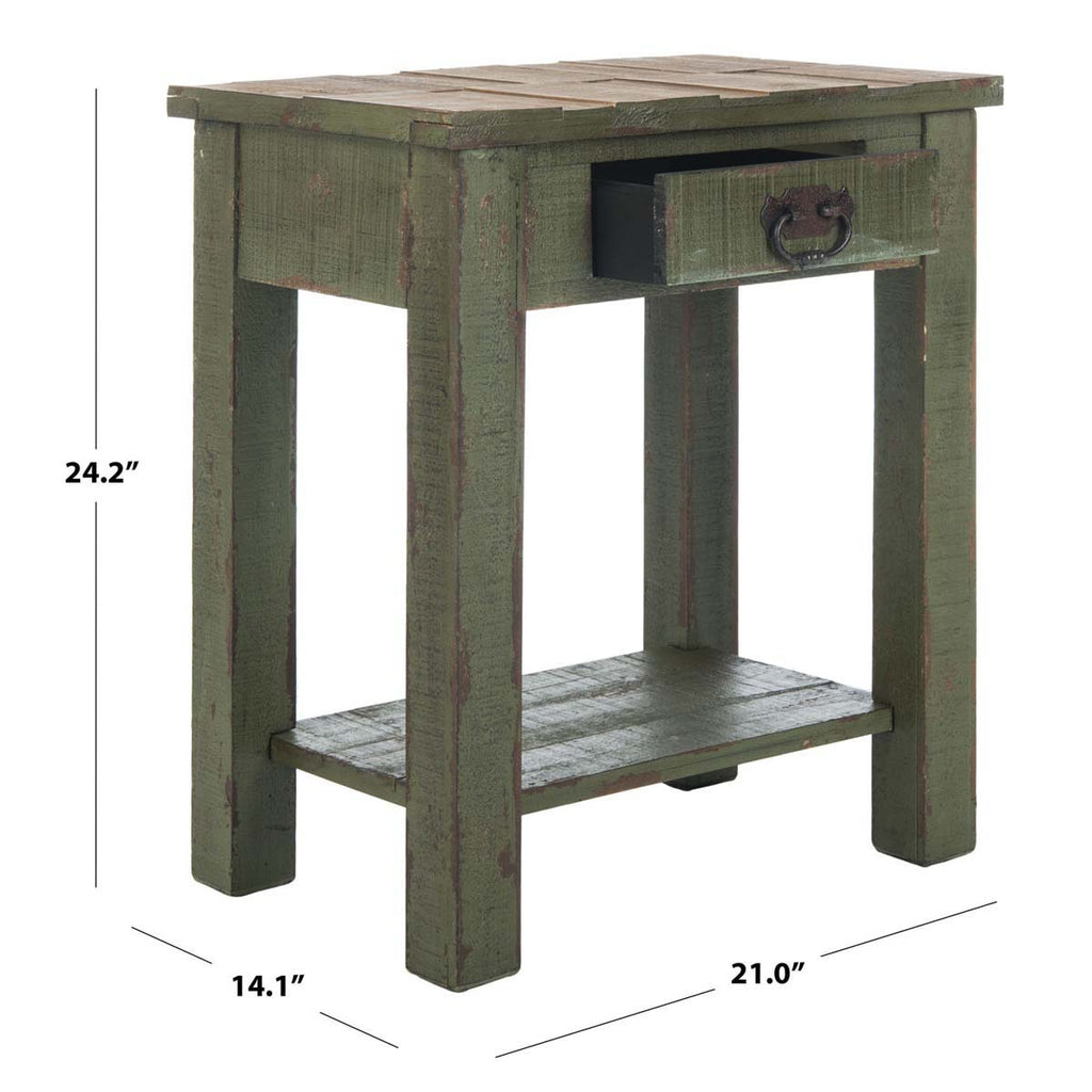 Safavieh Alfred End Table With Storage Drawer - Antique Green