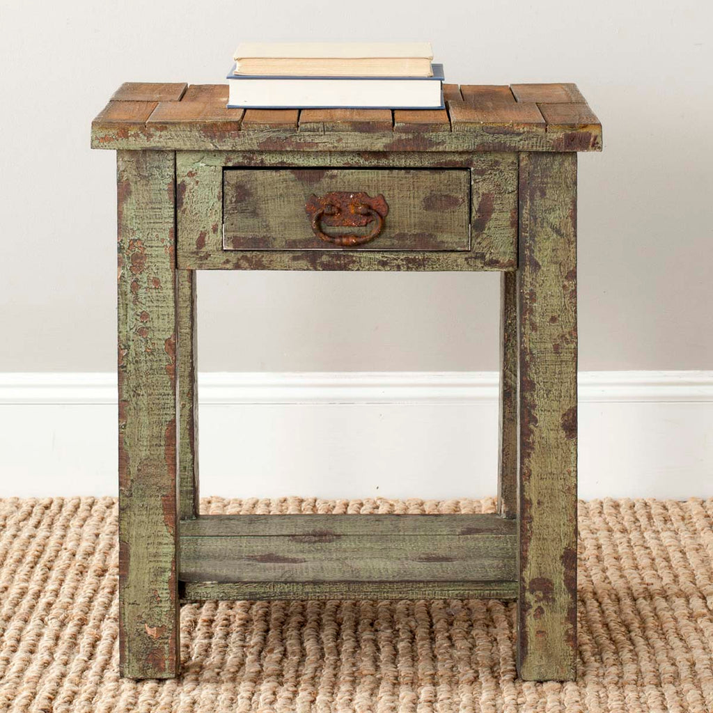 Safavieh Alfred End Table With Storage Drawer - Antique Green