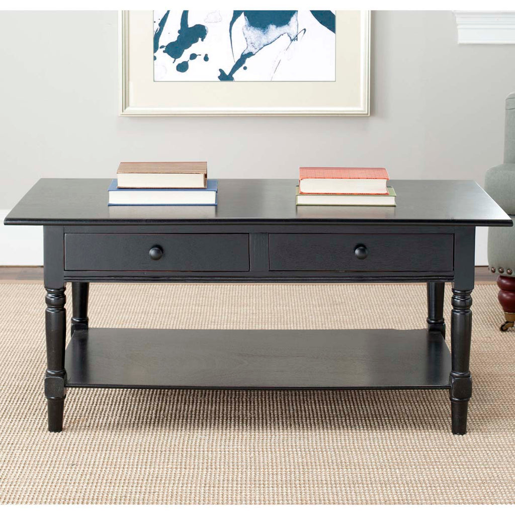 Safavieh Boris 2 Drawer Coffee Table - Distressed Black