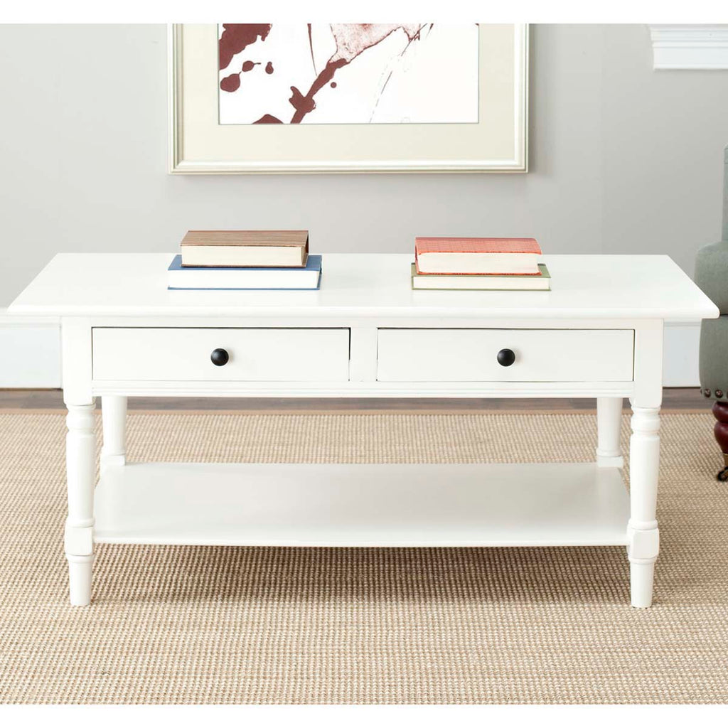 Safavieh Boris 2 Drawer Coffee Table - Distressed Cream