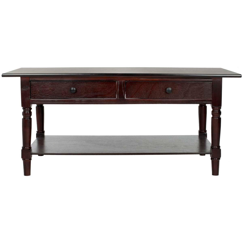 Safavieh Boris 2 Drawer Coffee Table - Dark Cherry