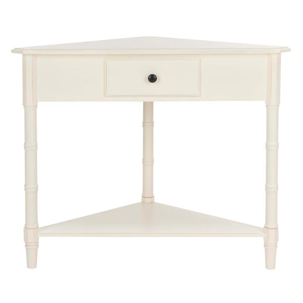 Safavieh Gomez Corner Table With Storage Drawer - Distressed Cream