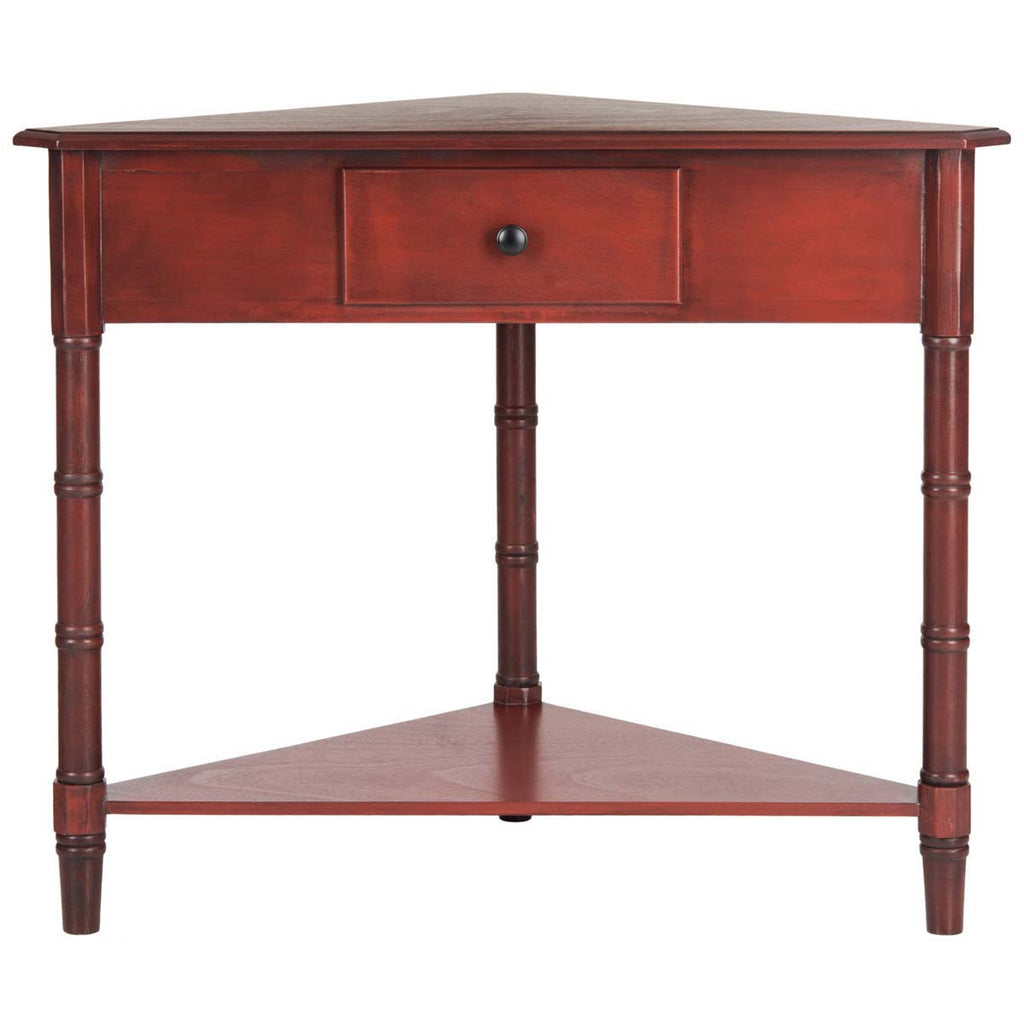 Safavieh Gomez Corner Table With Storage Drawer - Red