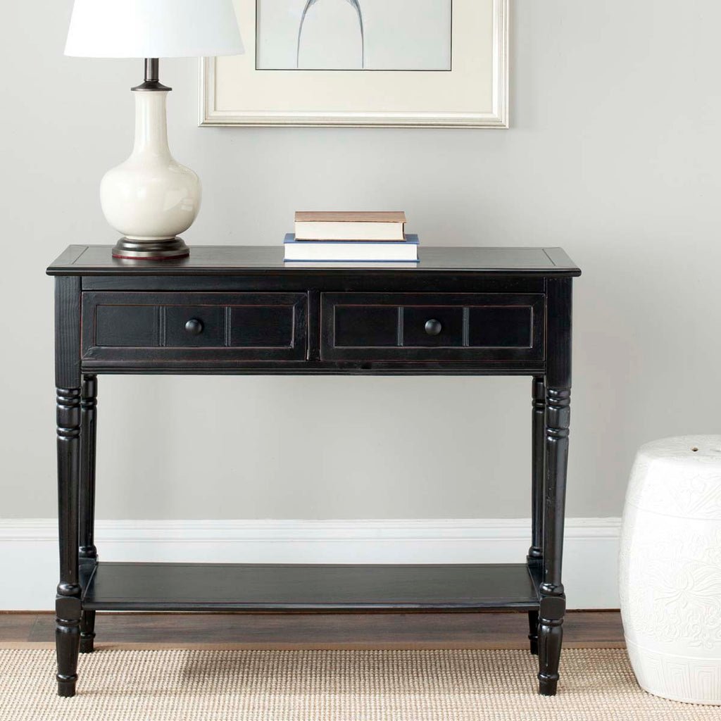 Safavieh Samantha 2 Drawer Console - Distressed Black