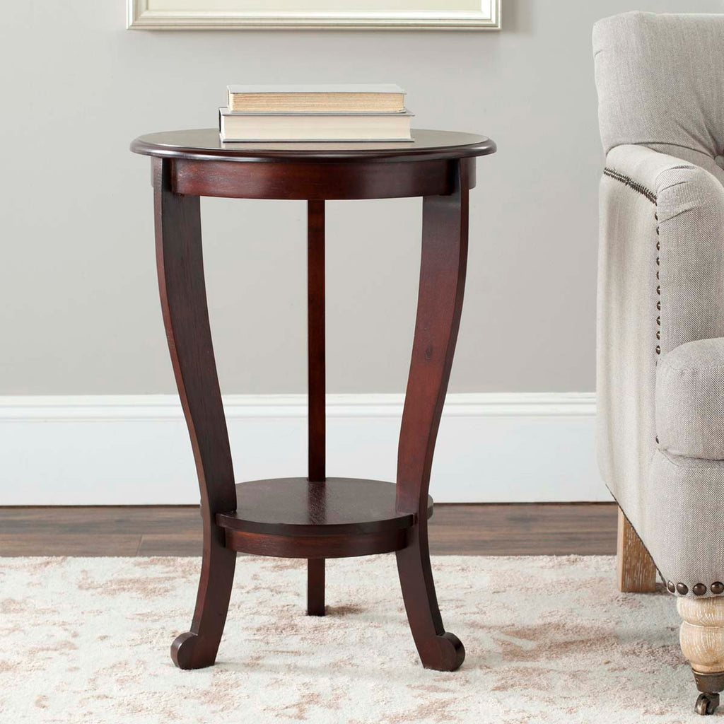 Safavieh Mary Pedestal Side Table - Dark Cherry