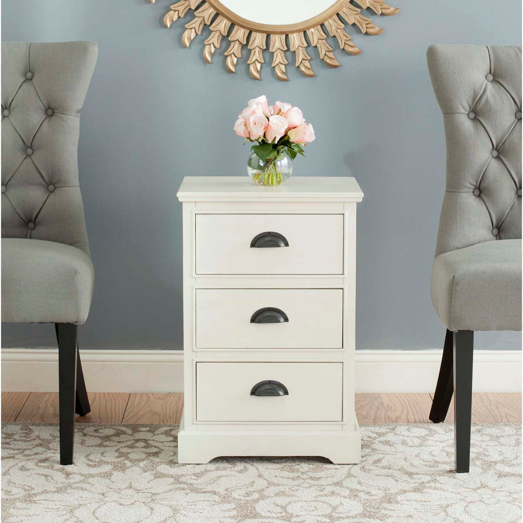 Safavieh Griffin 3 Drawer Side Table - White