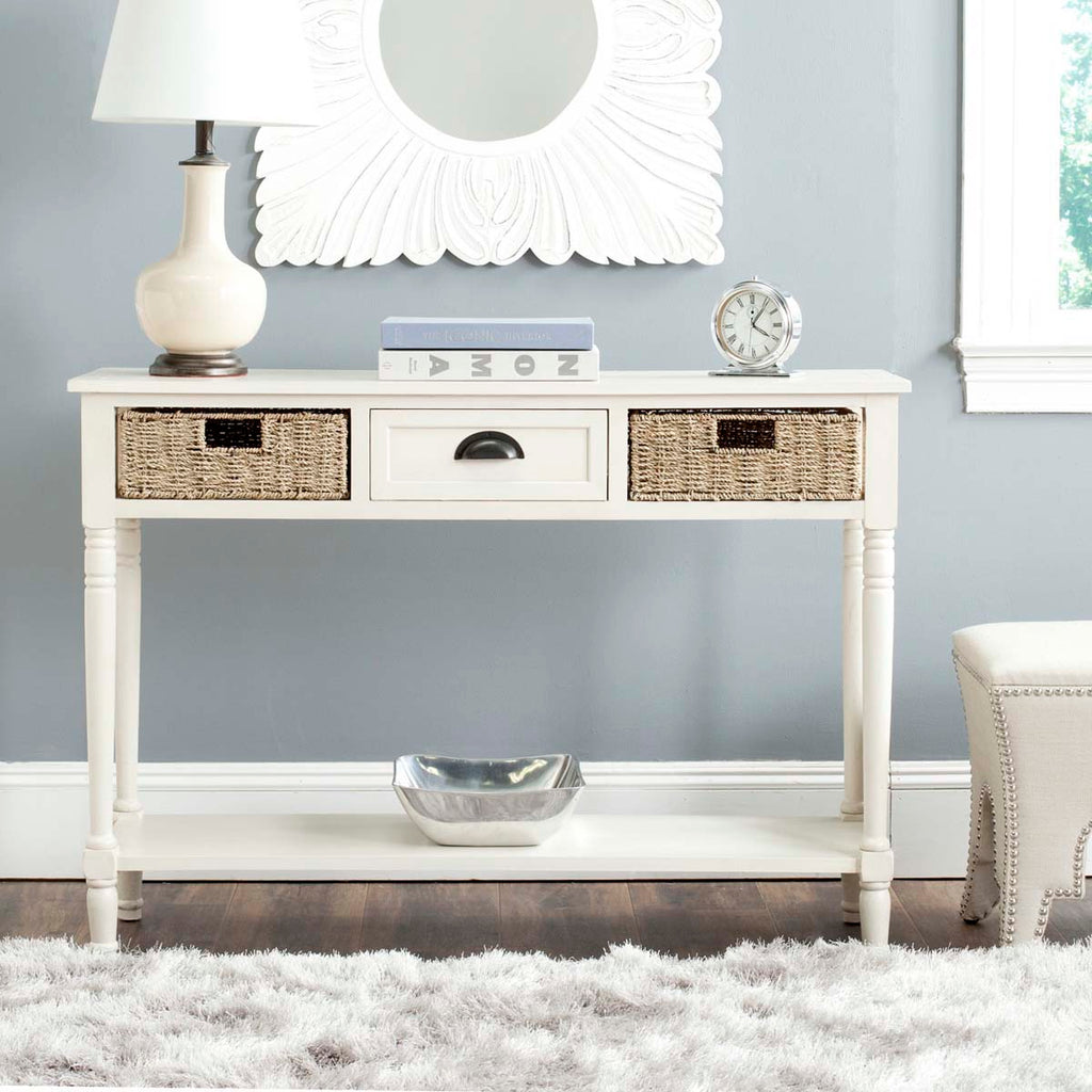 Safavieh Winifred Wicker Console Table With Storage - White