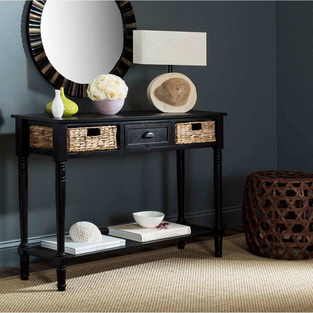 Safavieh Christa Console Table With Storage - Distressed Black