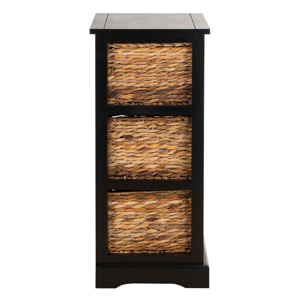 Safavieh Halle 3 Wicker Basket Storage Side Table - Distressed Black