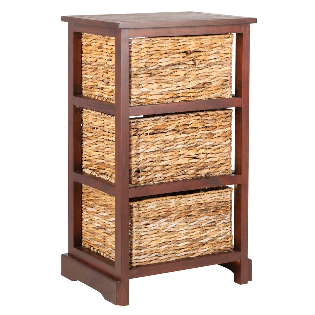 Safavieh Halle 3 Wicker Basket Storage Side Table - Cherry