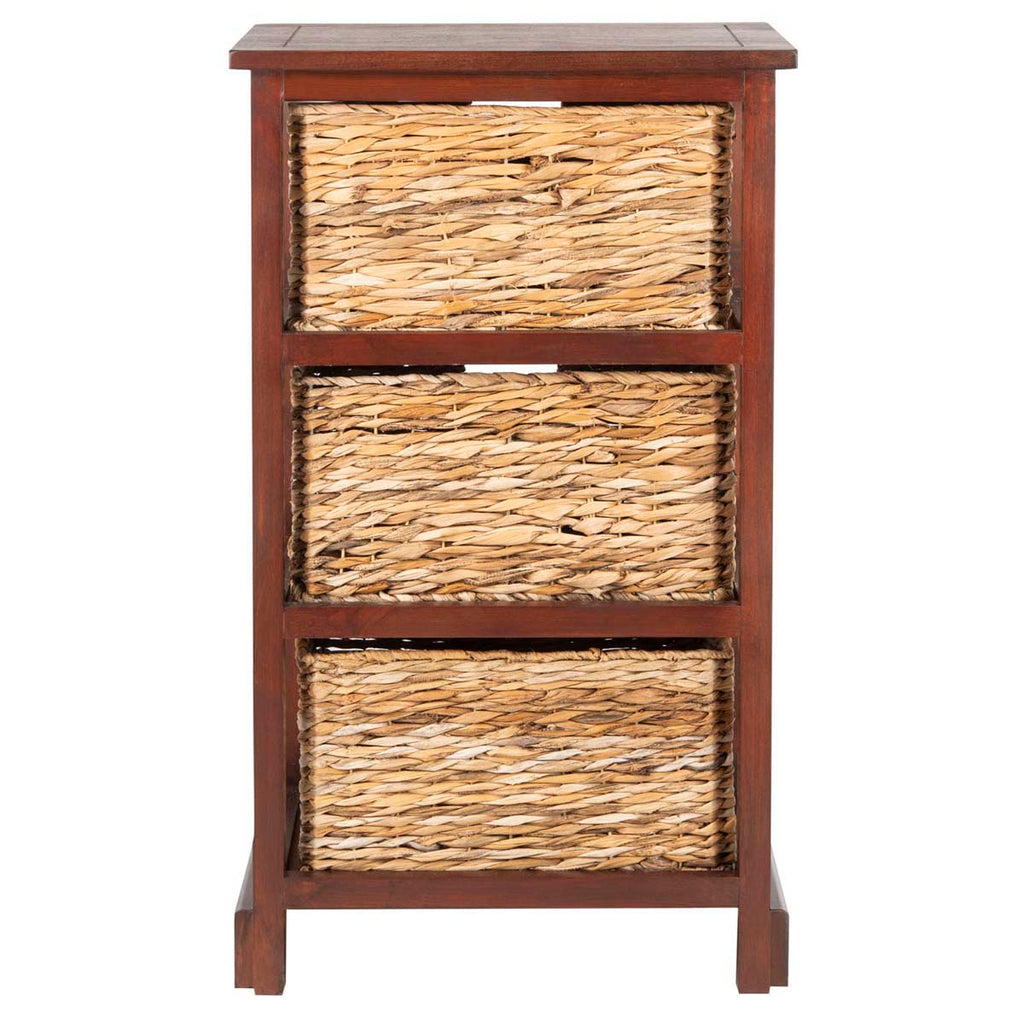 Safavieh Halle 3 Wicker Basket Storage Side Table - Cherry