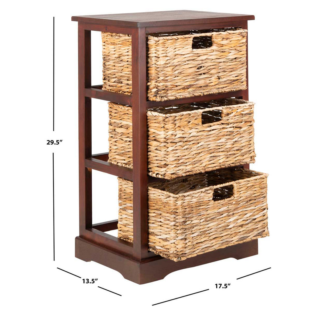 Safavieh Halle 3 Wicker Basket Storage Side Table - Cherry