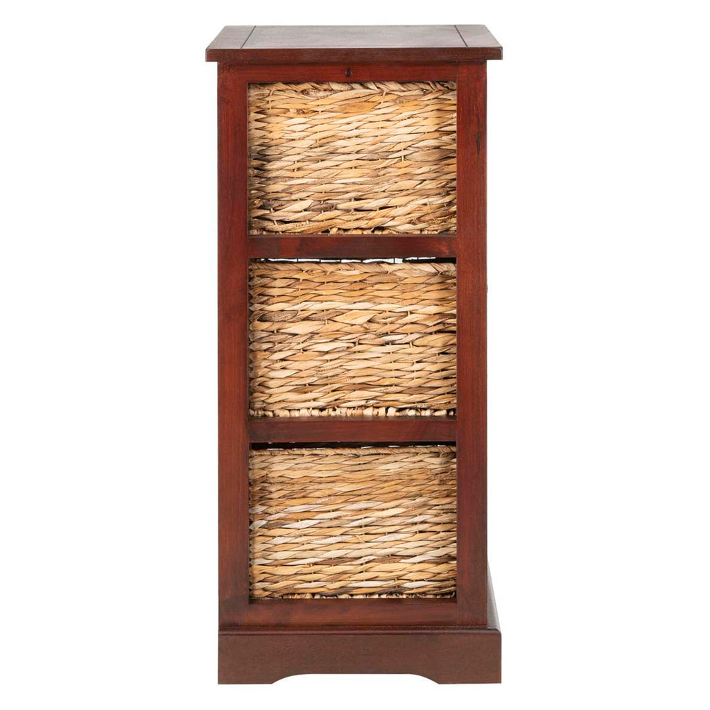 Safavieh Halle 3 Wicker Basket Storage Side Table - Cherry