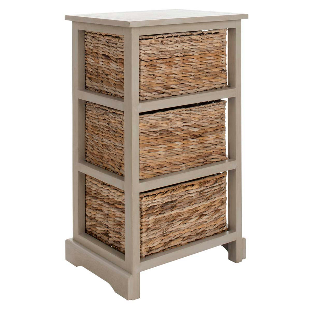 Safavieh Halle 3 Wicker Basket Storage Side Table - Vintage Grey