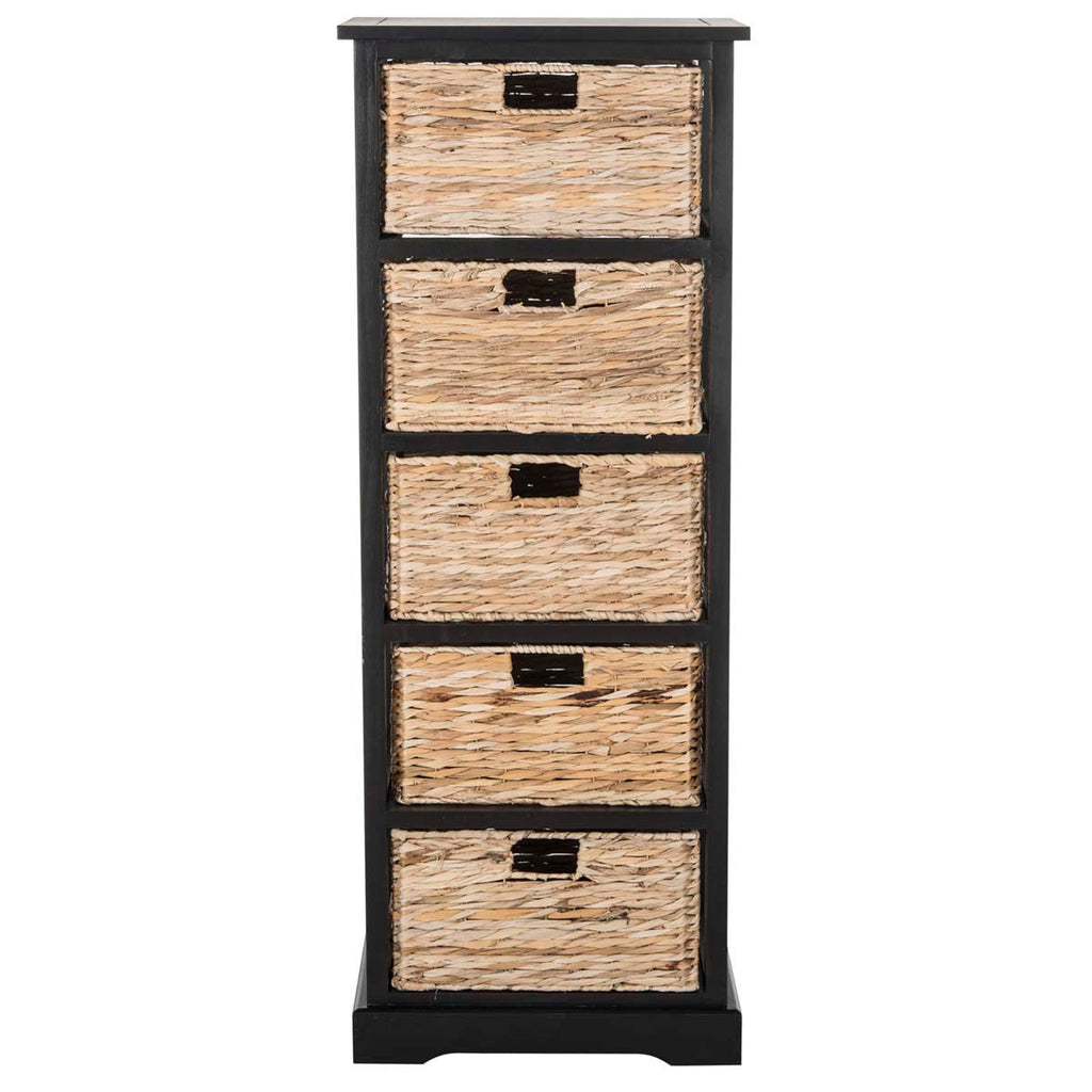 Safavieh Vedette 5 Wicker Basket Storage Tower - Distressed Black