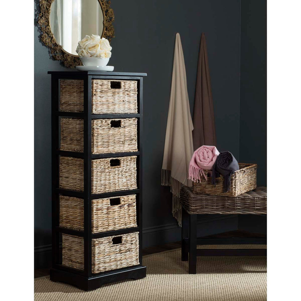 Safavieh Vedette 5 Wicker Basket Storage Tower - Distressed Black