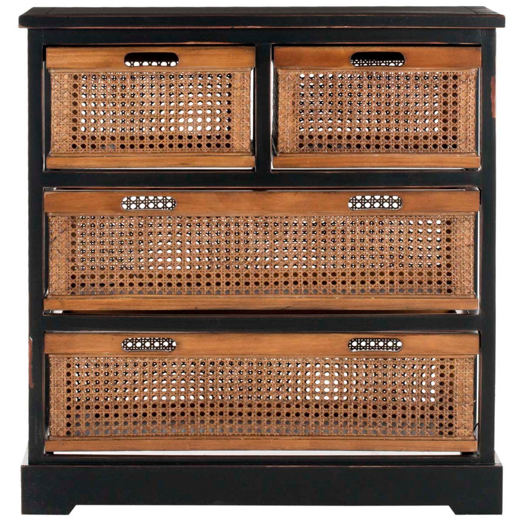 Safavieh Jackson 4 Drawer Storage Unit - Antique Black/Cane Drawers