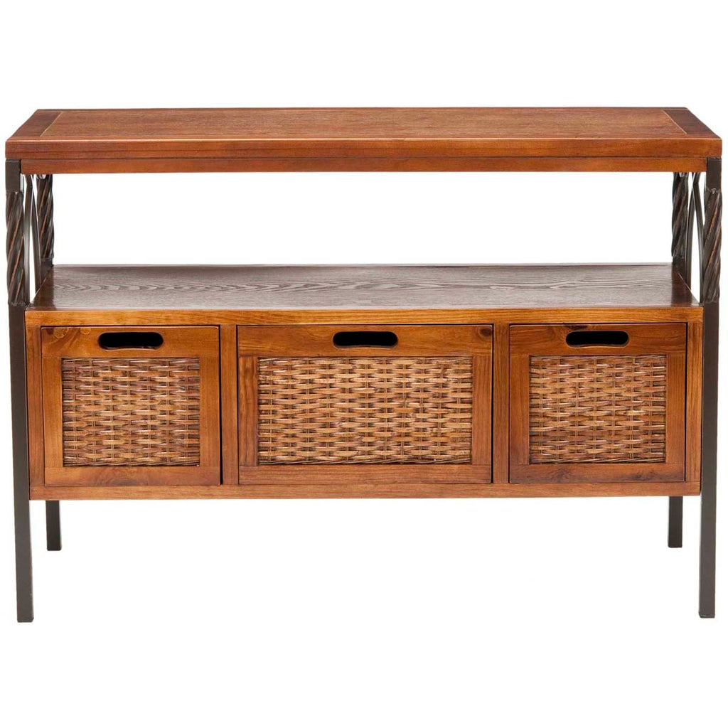 Safavieh Joshua 3 Drawer Console - Antique Pewter/Dark Walnut