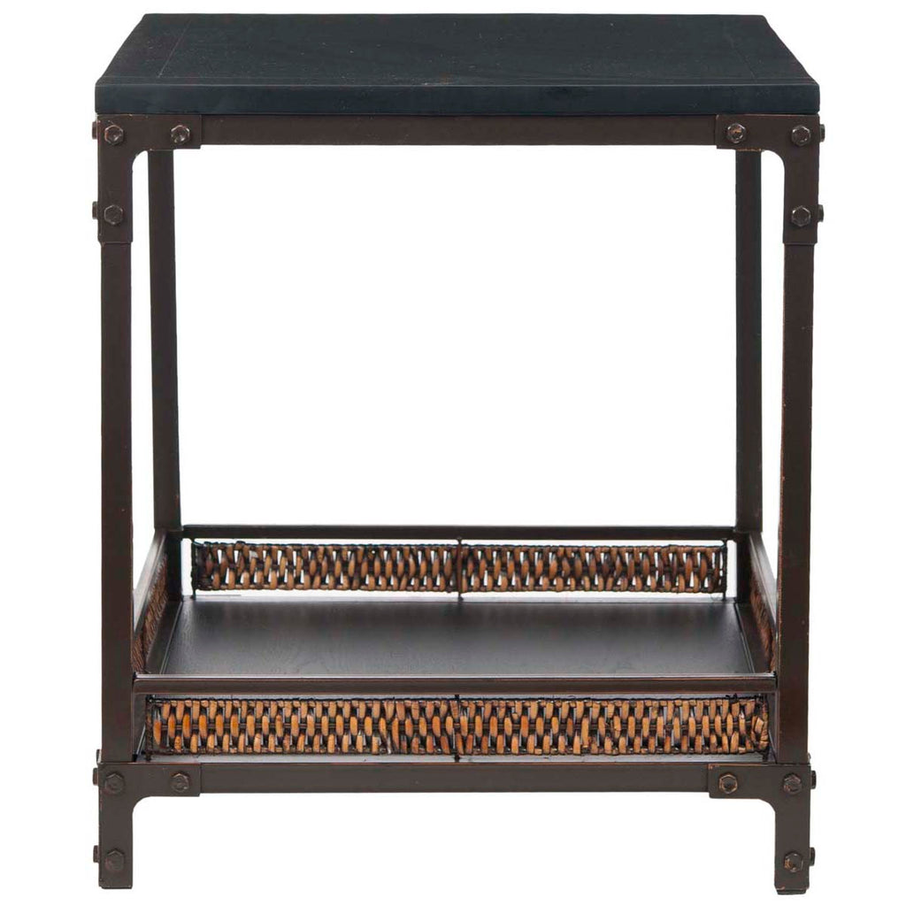 Safavieh Dinesh End Table With Storage Shelf - Black/Dark Walnut