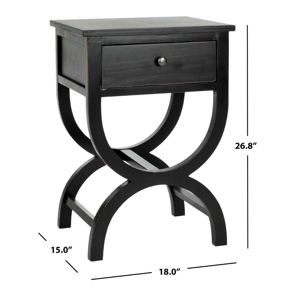 Safavieh Maxine Nightstand With Storage Drawer - Black