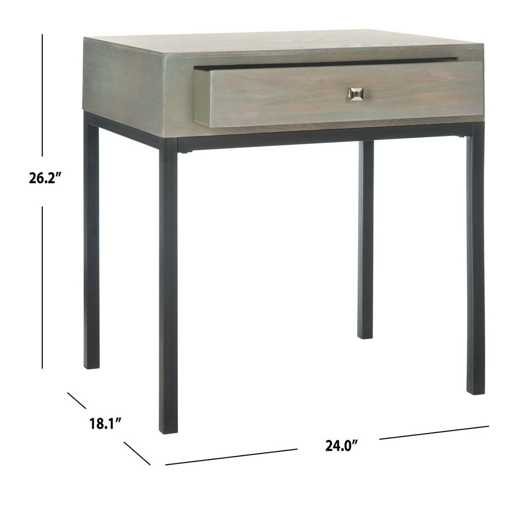 Safavieh Adena End Table With Storage Drawer - Ash Grey