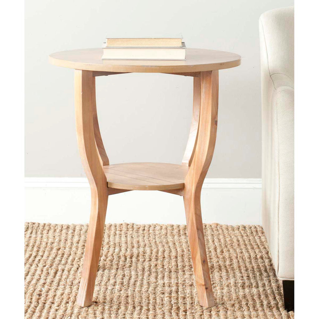 Safavieh Rhodes Round Pedestal Accent Table - Honey Natural