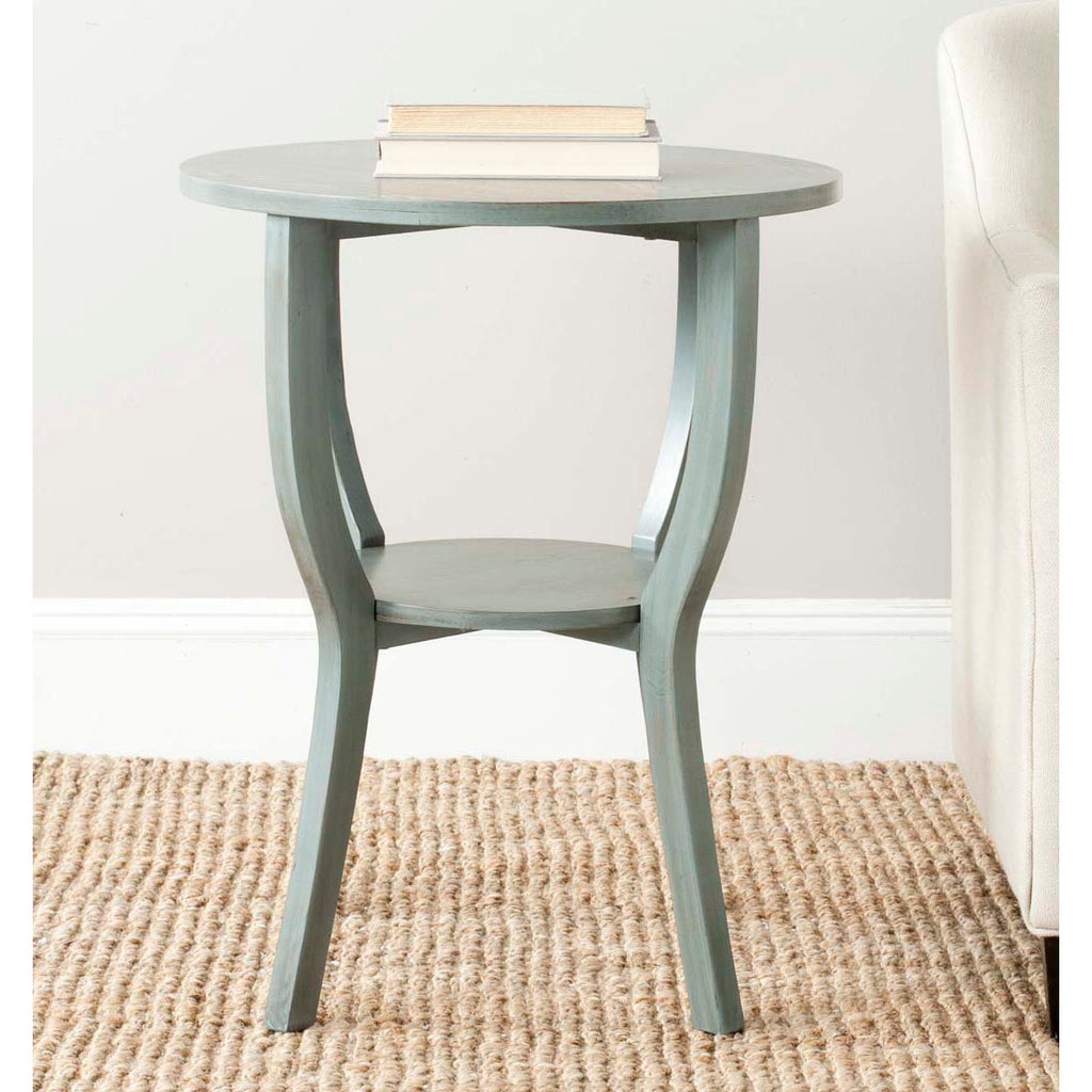 Safavieh Rhodes Round Pedestal Accent Table - Barn Blue