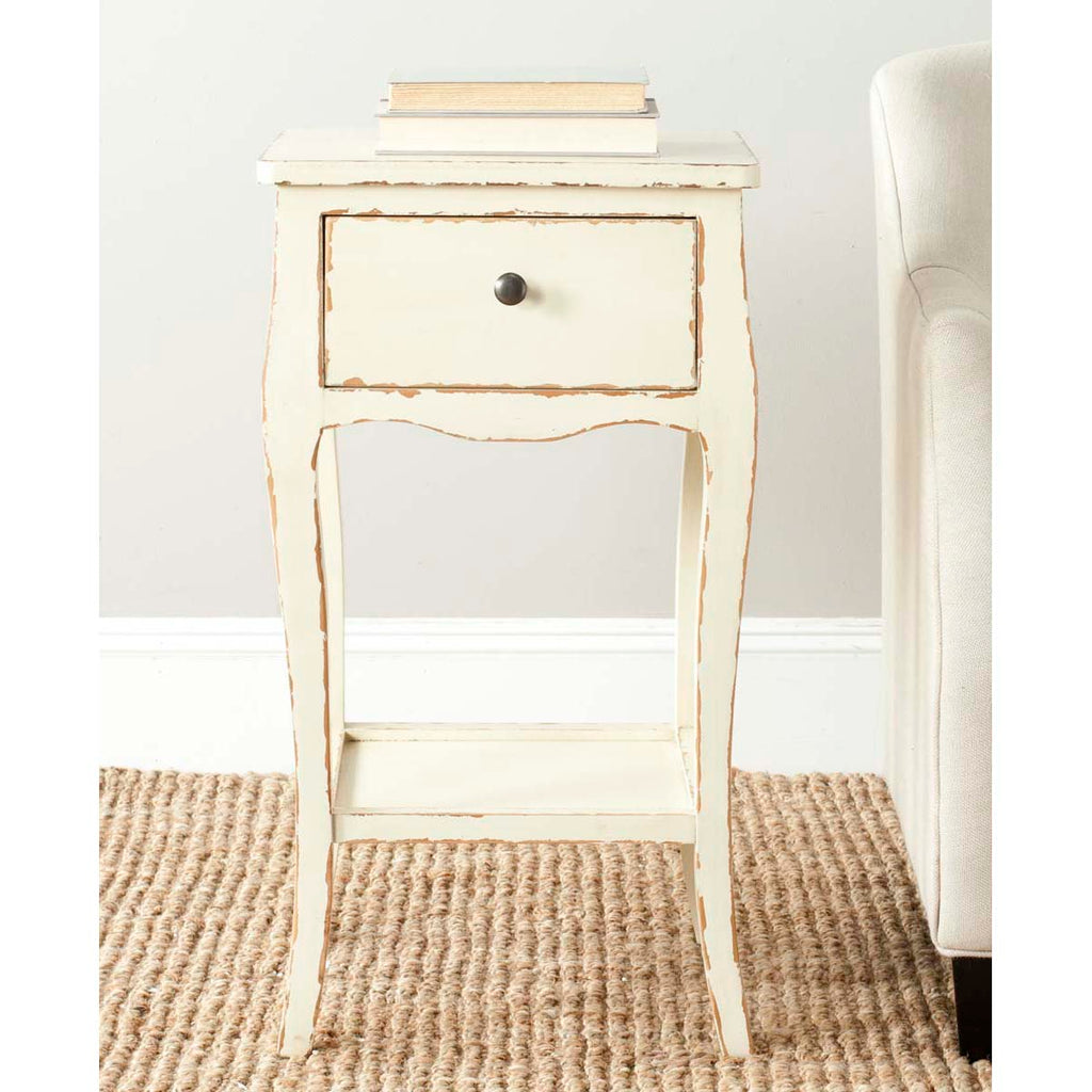 Safavieh Thelma End Table With Storage Drawer - Distressed Vanilla